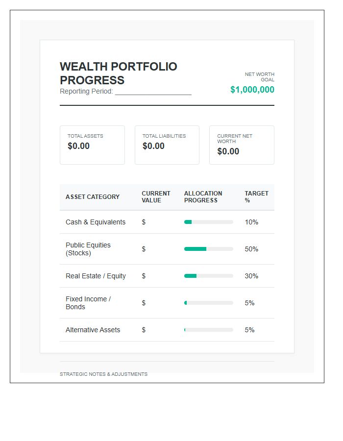 Personal Wealth Portfolio Progress Printable Chart