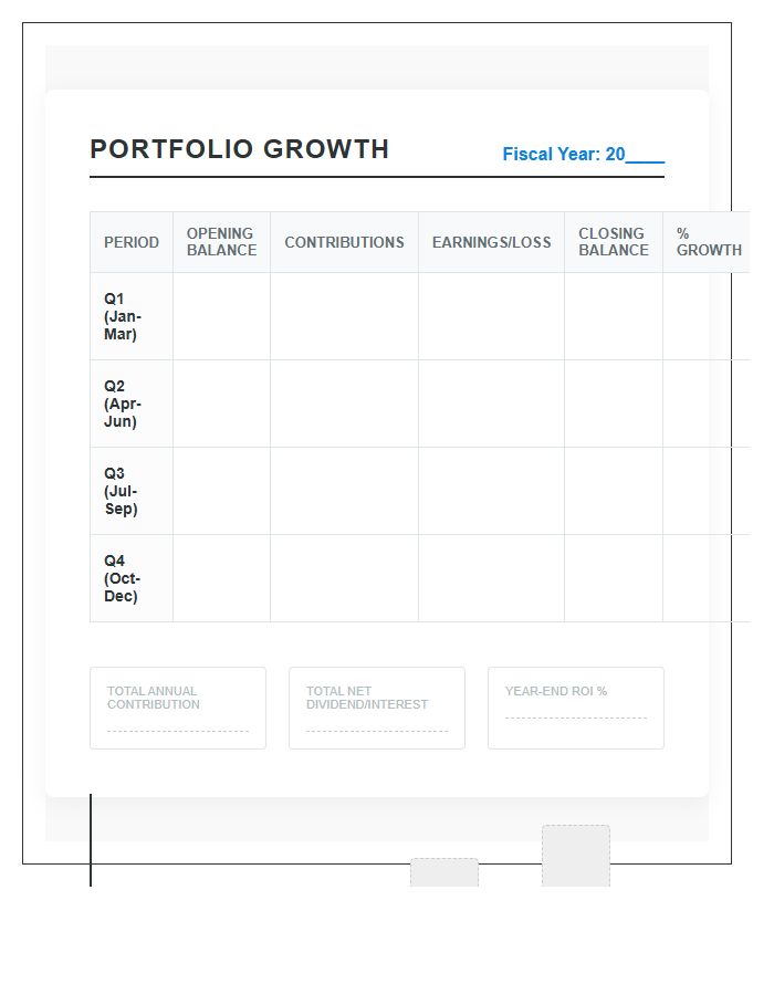 Quarterly Financial Portfolio Growth Printable Chart