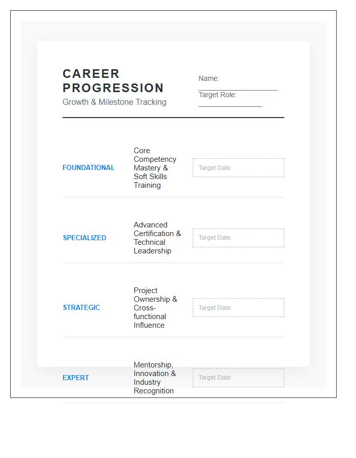 Career Progression Milestone Printable Chart