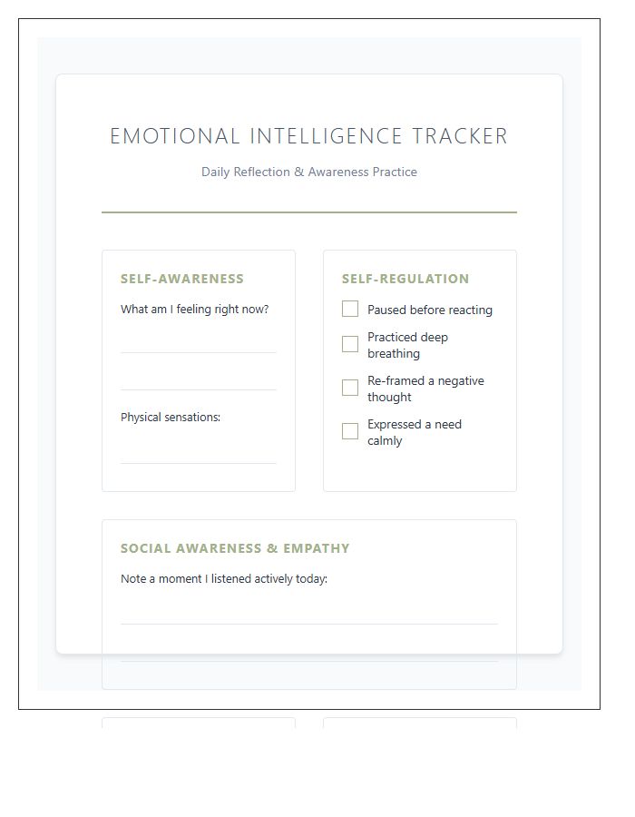 Emotional Intelligence Growth Printable Chart