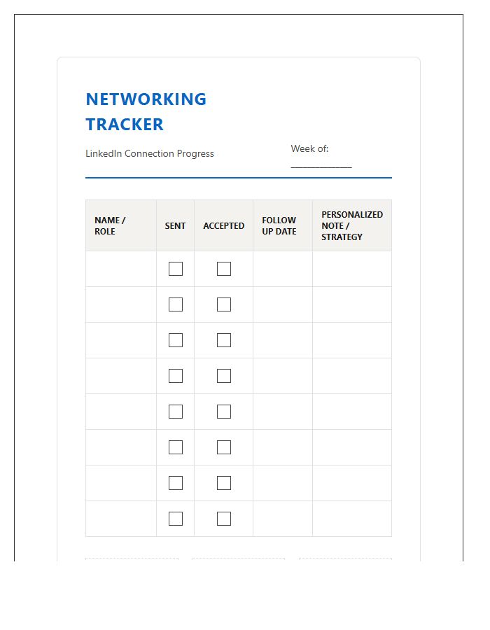 LinkedIn Connection Progress Printable Chart