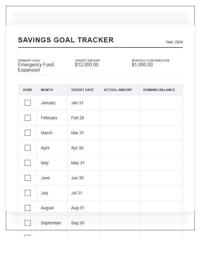 Systematic Monthly Savings Goal Printable Chart