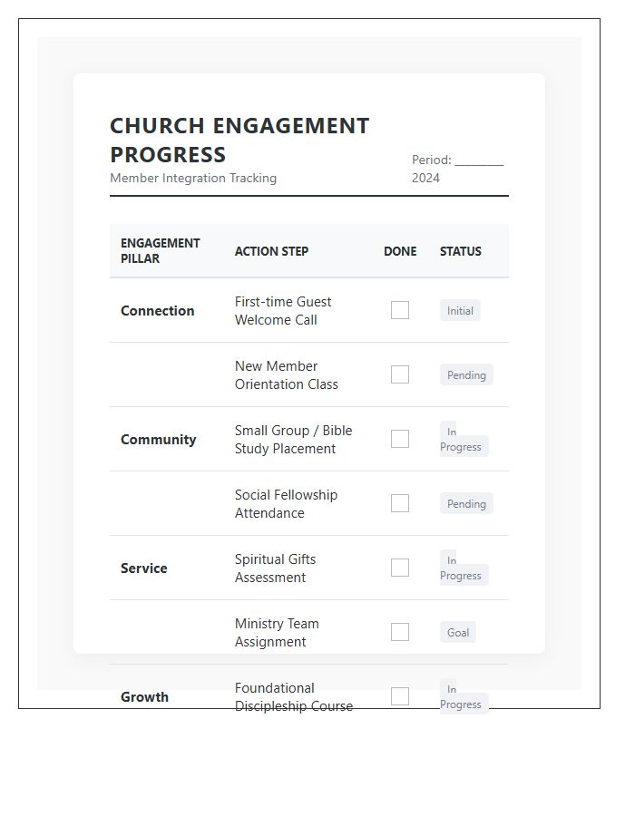 Church Engagement Progress Printable Chart