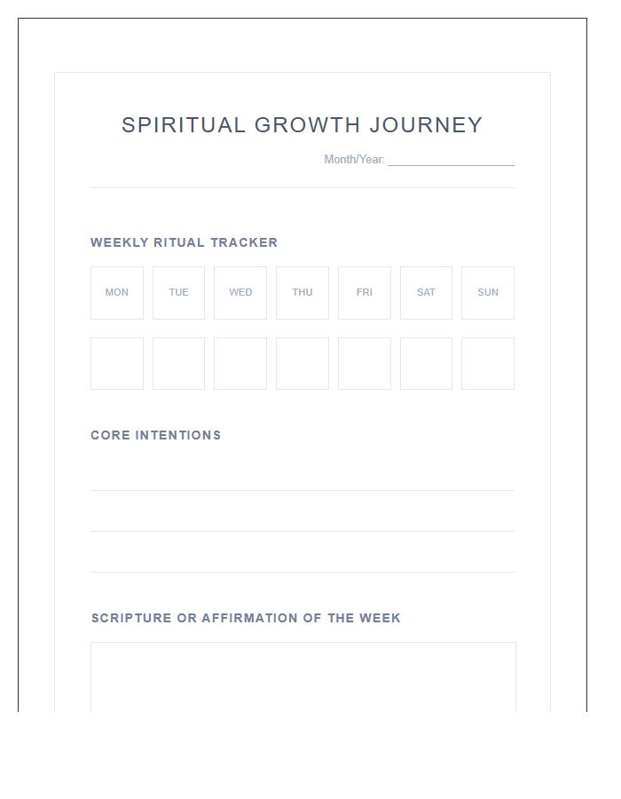 Spiritual Growth Journey Printable Chart