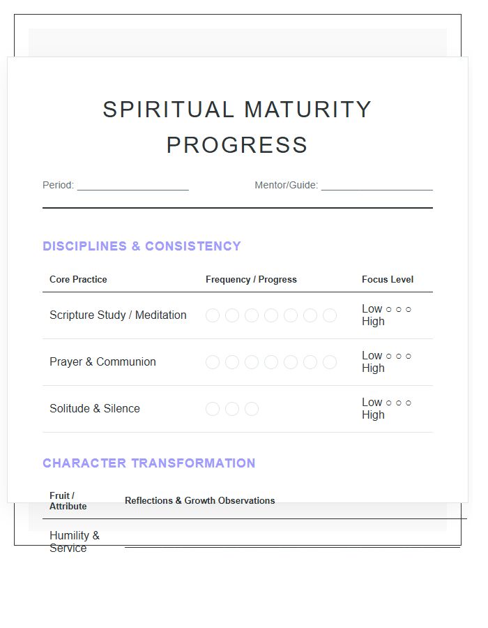 Spiritual Maturity Progress Printable Chart
