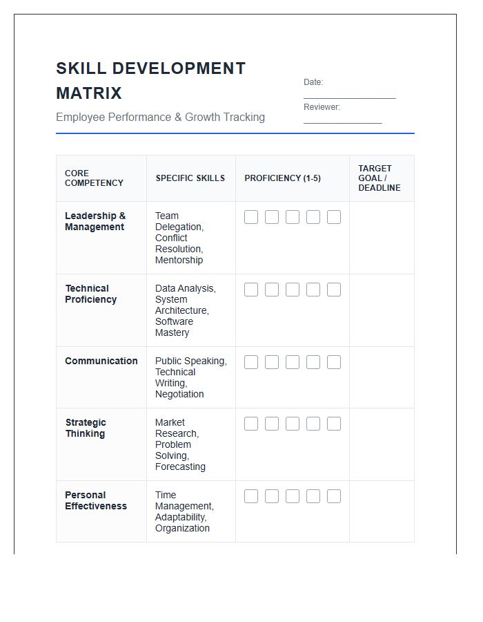 Corporate Skill Development Printable Chart