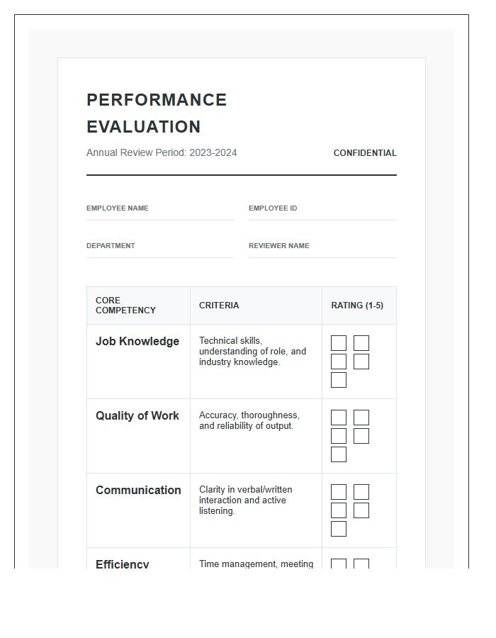 Human Resources Performance Printable Chart