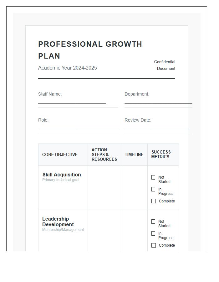 Staff Professional Growth Printable Chart