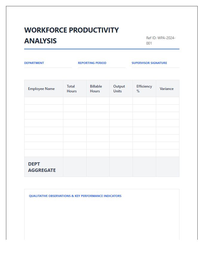 Workforce Productivity Analysis Printable Chart