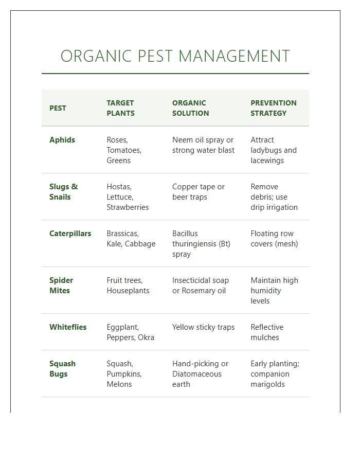 Organic Pest Management Printable Chart