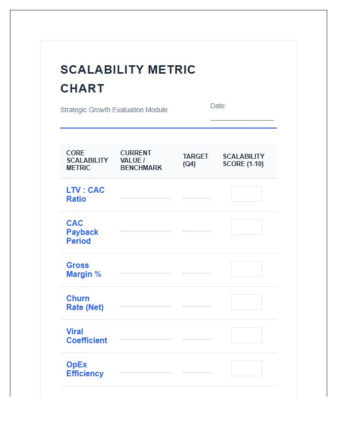 New Business Scalability Metric Printable Chart