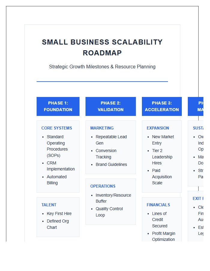 Small Business Scalability Roadmap Printable Chart