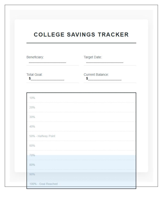 College Savings Progress Printable Chart