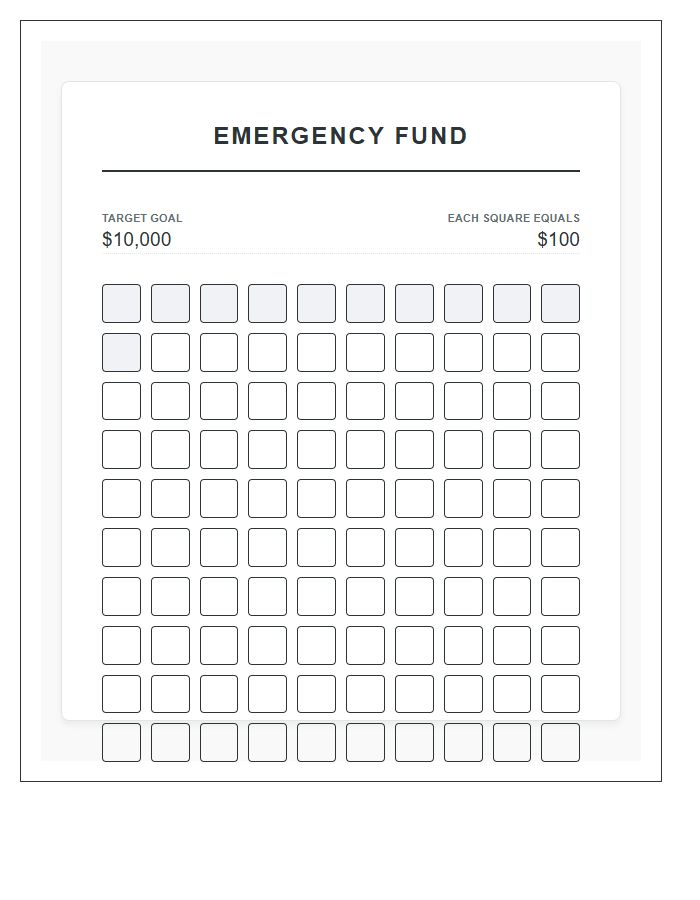 Emergency Fund Goal Printable Chart