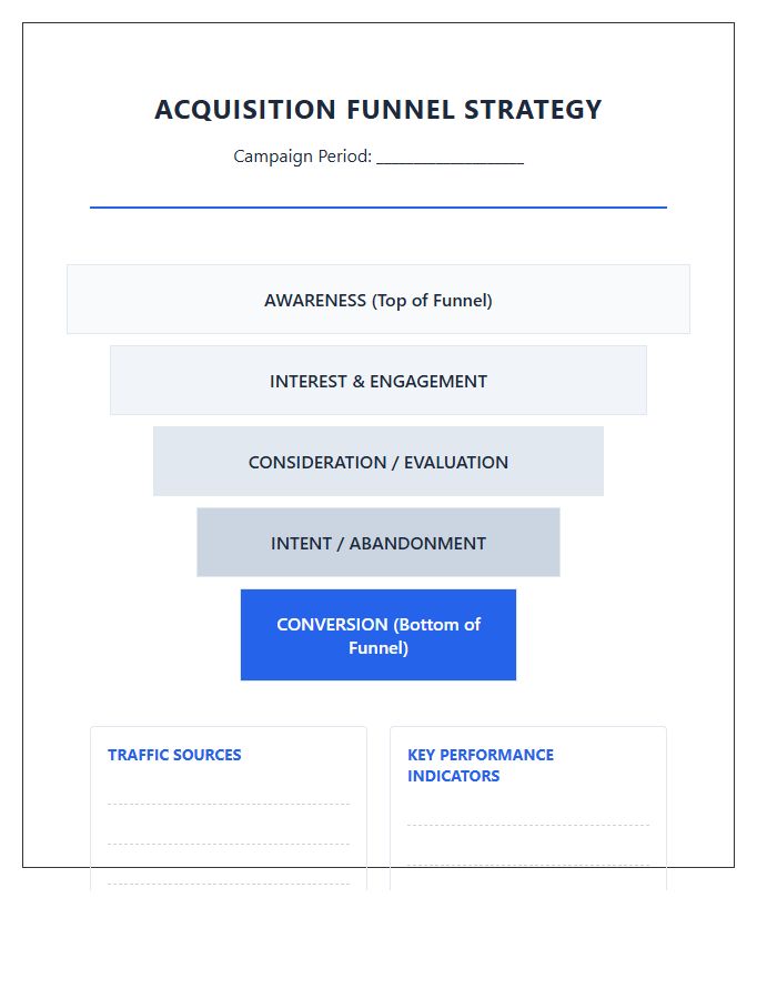 Digital Marketing Customer Acquisition Funnel Printable Chart