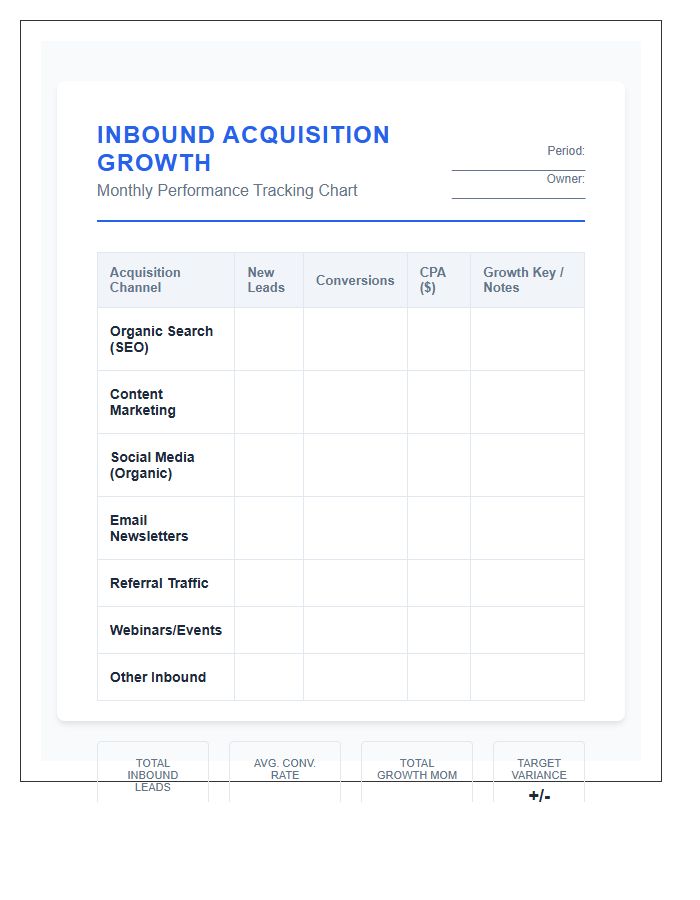 Inbound Customer Acquisition Growth Printable Chart