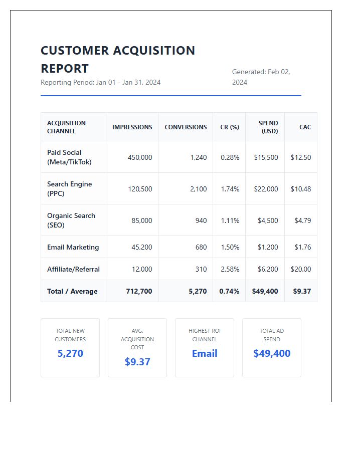 Omnichannel Customer Acquisition Results Printable Chart