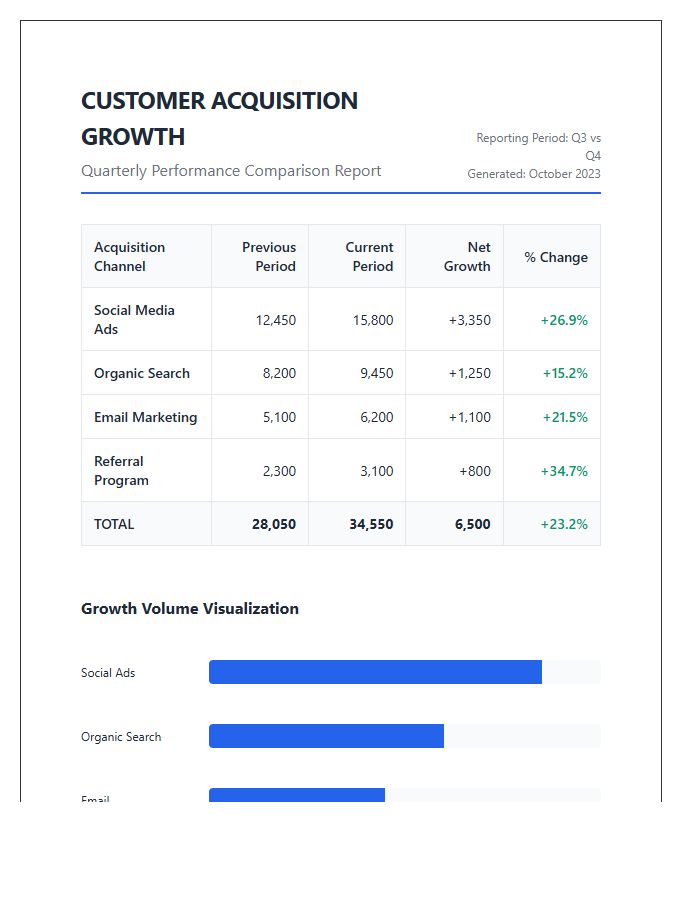 Retail Customer Acquisition Growth Comparison Printable Chart