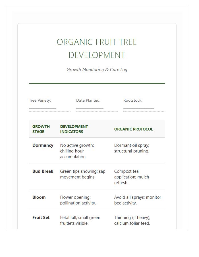Organic Fruit Tree Development Printable Chart