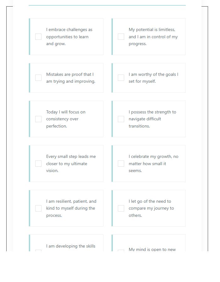 Positive Affirmations Growth Printable Chart