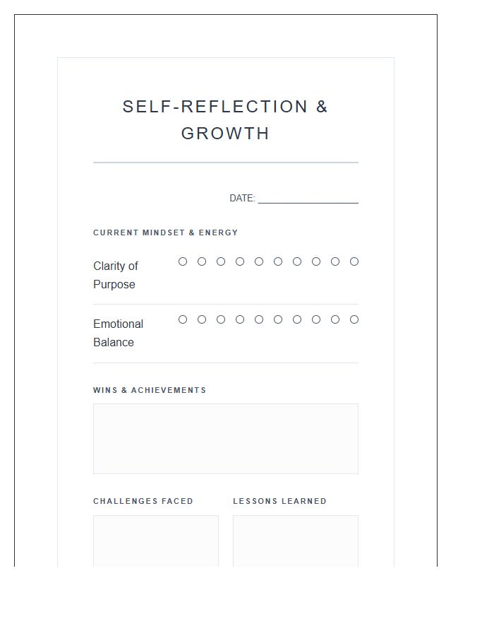 Self Reflection Growth Printable Chart