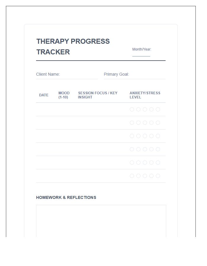 Therapy Progress Tracking Printable Chart