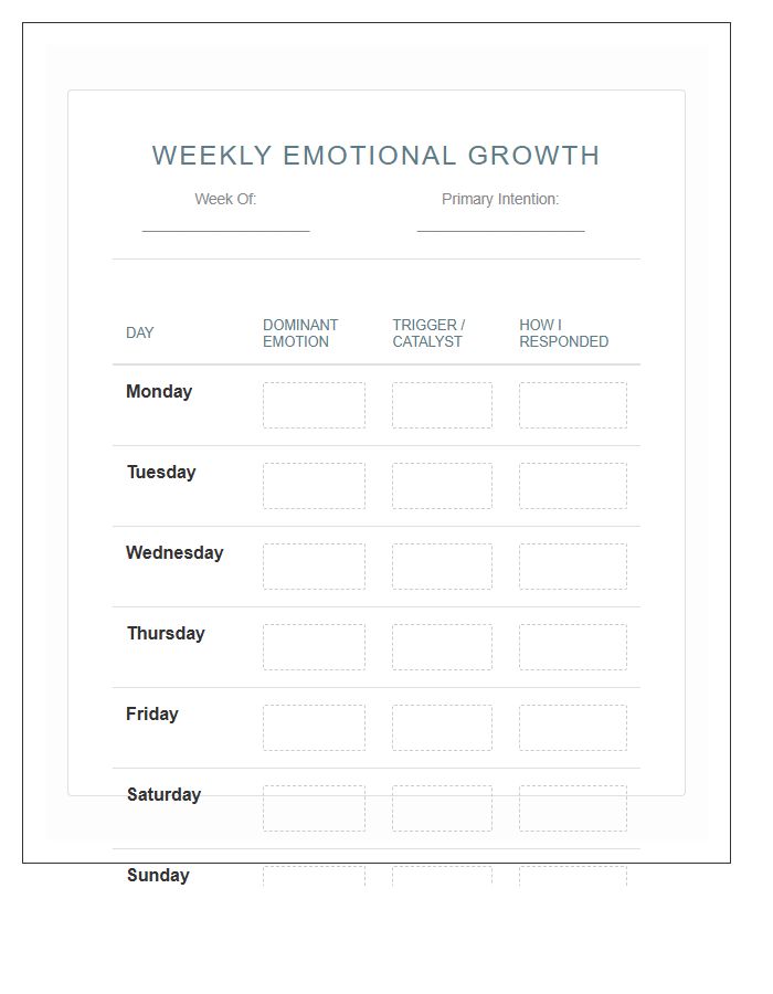 Weekly Emotional Growth Printable Chart