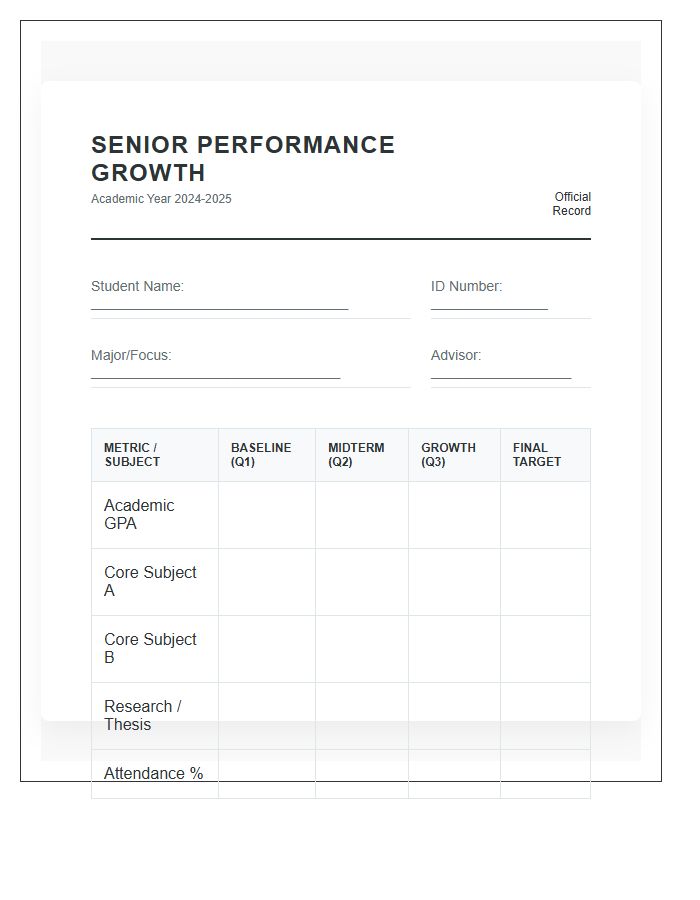 Senior Student Performance Growth Printable Chart