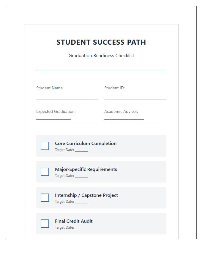 Student Success Path Graduation Printable Chart