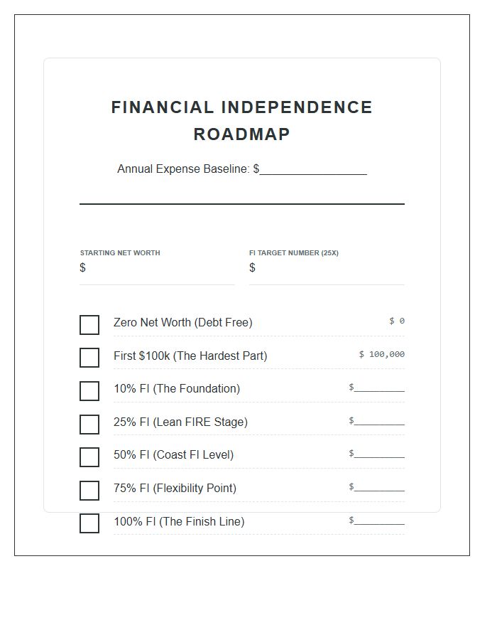 Financial Independence Milestone Printable Chart