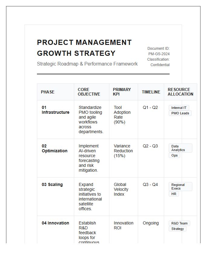 Corporate Project Management Growth Strategy Printable Chart
