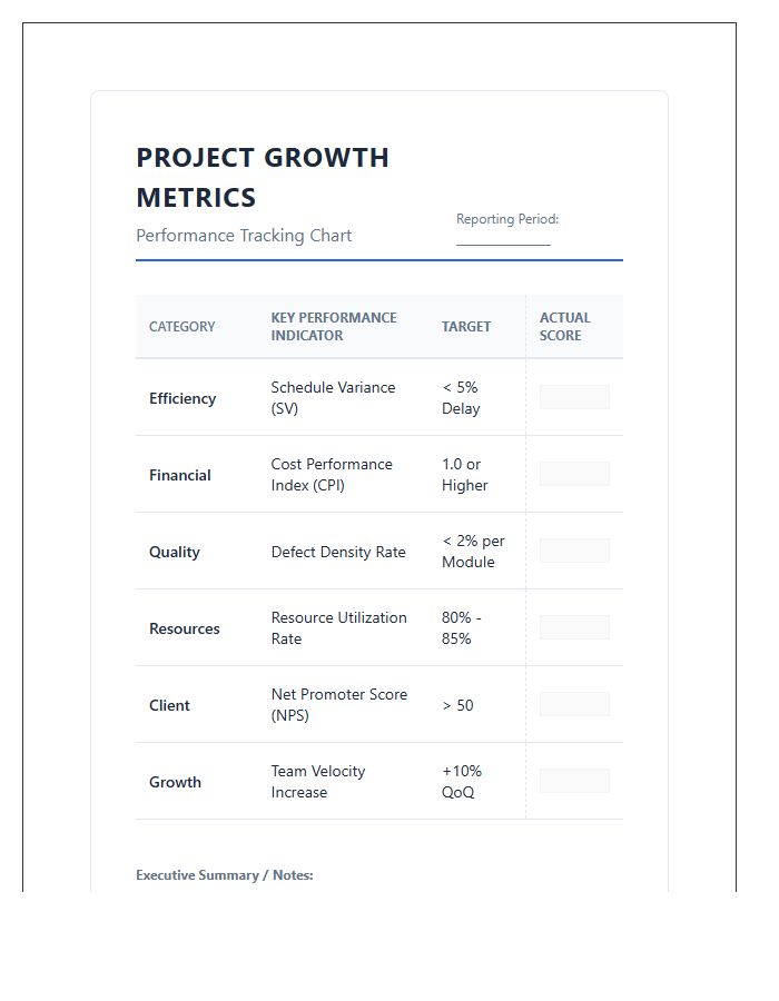 Essential Project Management Growth Metrics Printable Chart