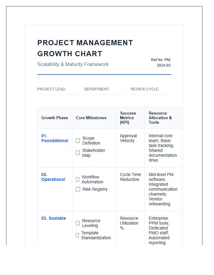 Scalable Project Management Growth Printable Chart