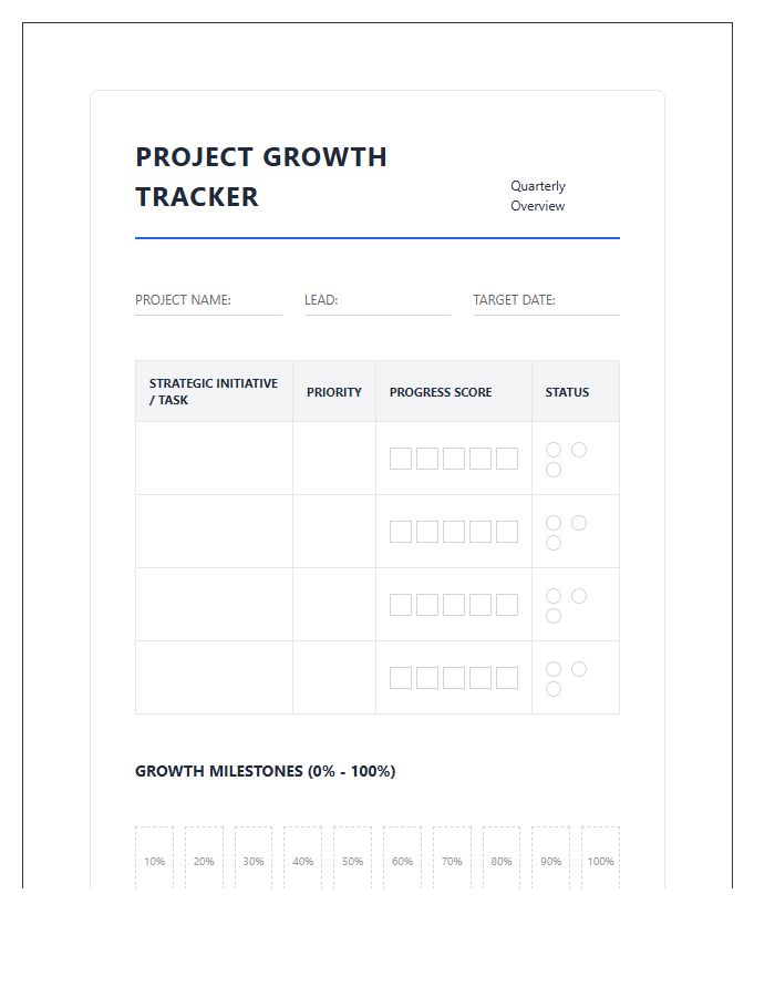 Visual Project Management Growth Tracker Printable Chart