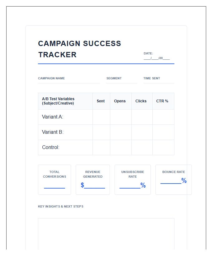 Email Marketing Campaign Success Printable Chart