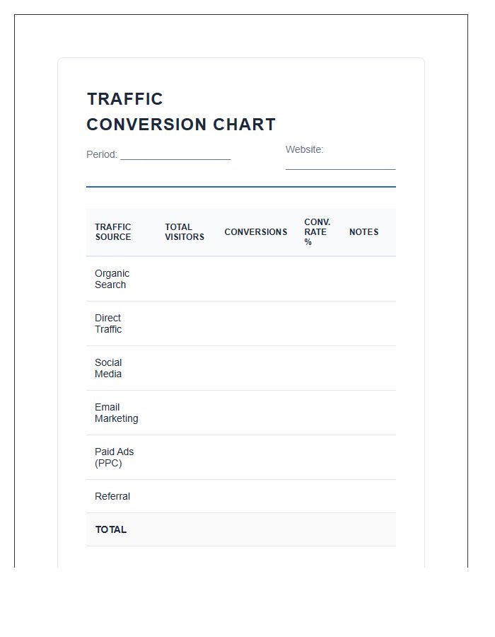 Website Traffic Conversion Rate Printable Chart