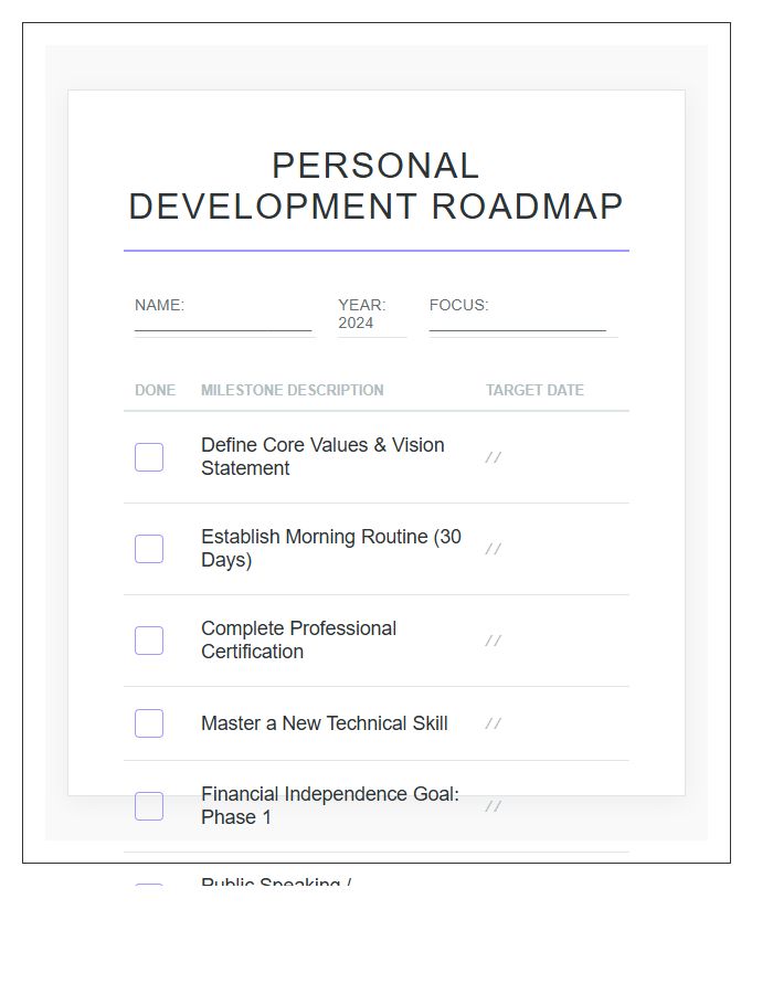 Personal Development Milestone Printable Chart