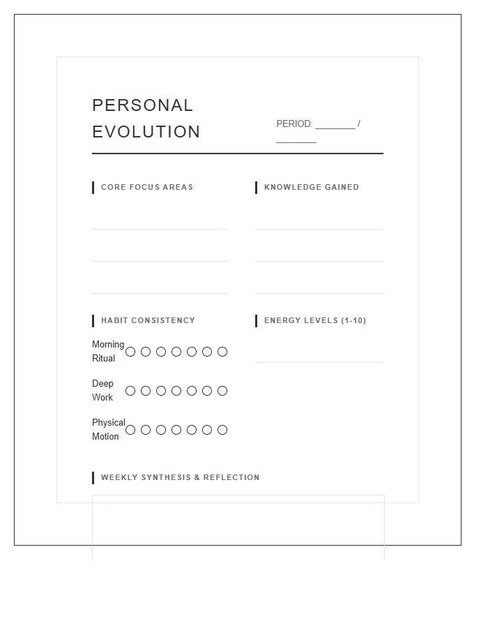Personal Evolution Tracking Printable Chart