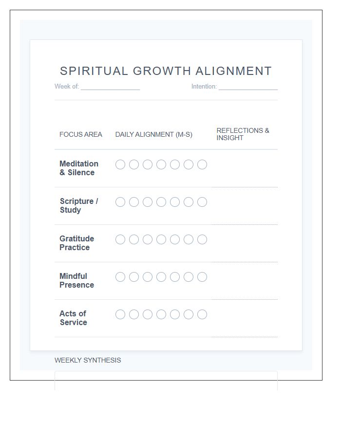 Spiritual Growth Alignment Printable Chart