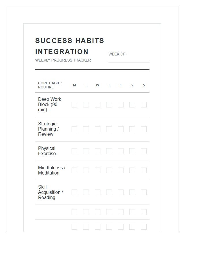 Success Habits Integration Printable Chart