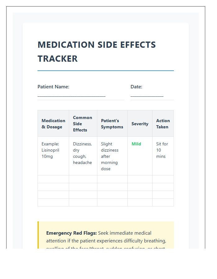 Elderly Care Printable Medication Side Effects Chart