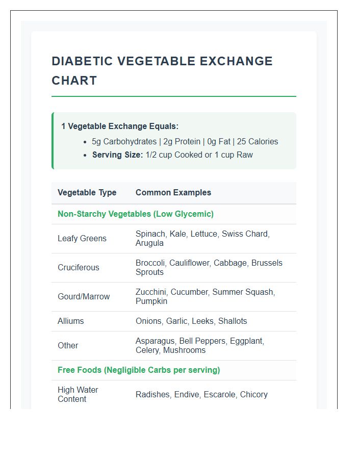 Printable Diabetic Vegetable Food Exchange Chart