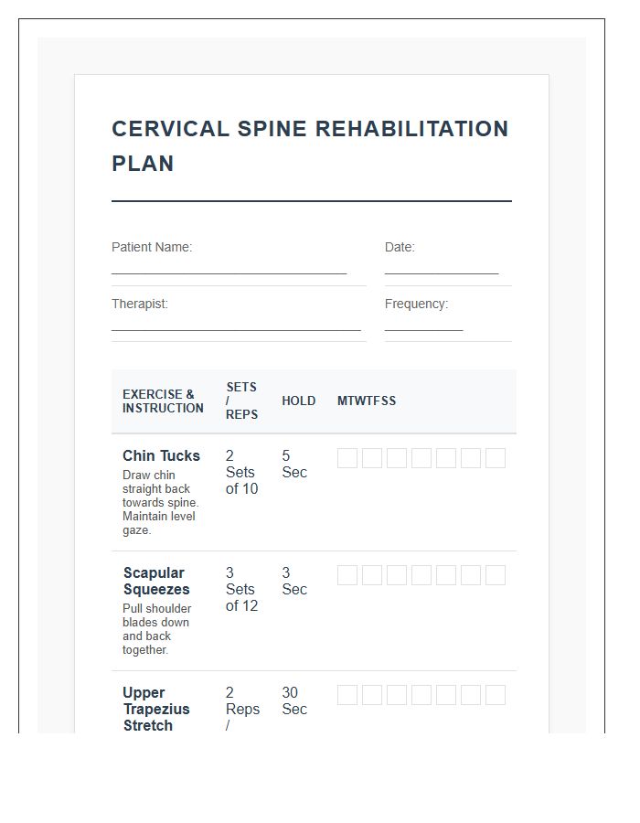 Cervical Spine Printable Physical Therapy Chart