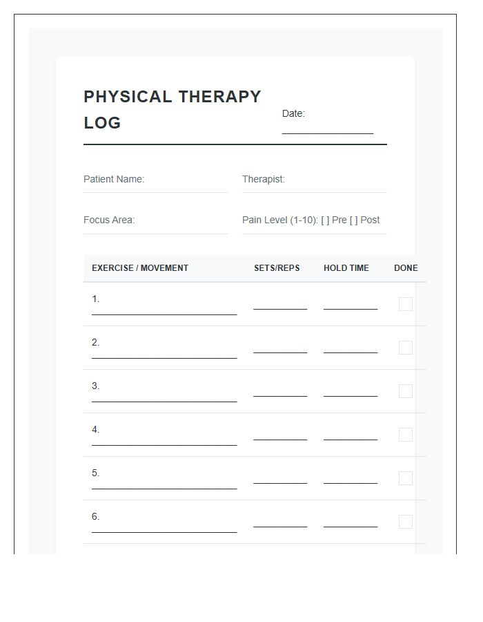 Daily Wellness Printable Physical Therapy Chart