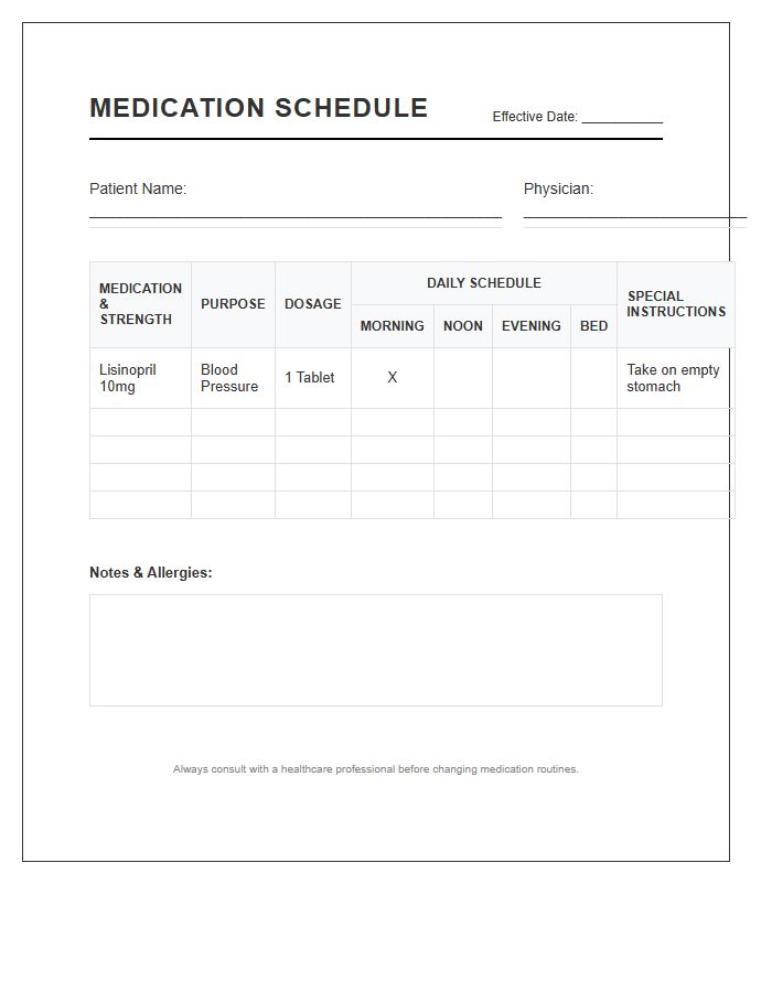Printable Prescription Medication Schedule Chart For Multiple Medications