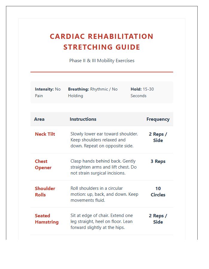 Printable Cardiac Rehab Stretching Guide Chart