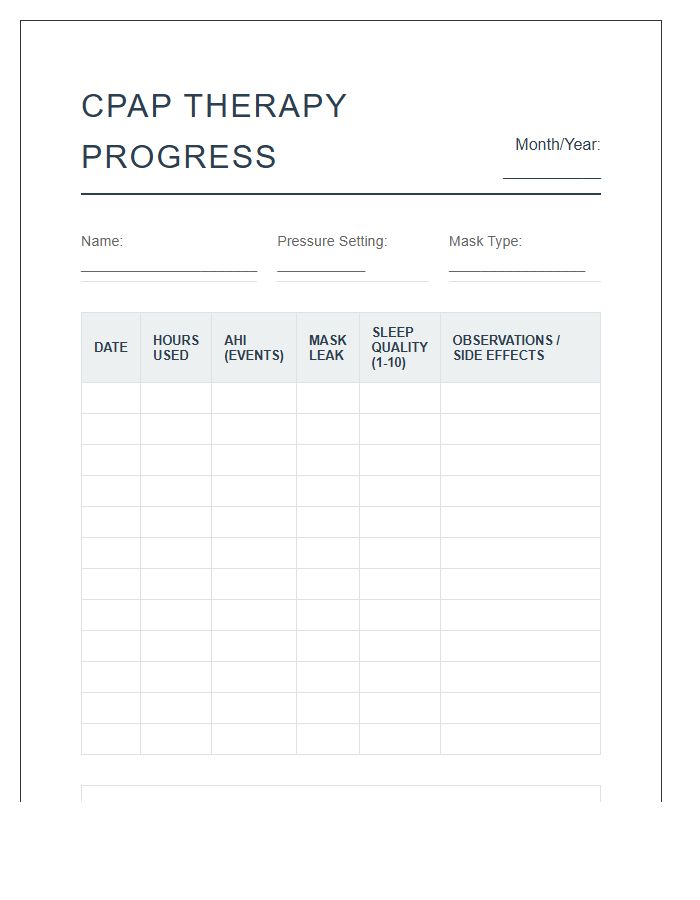 Printable CPAP Therapy Progress Chart