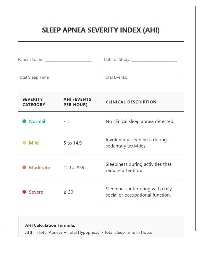 Sleep Apnea Hypopnea Index Printable Chart
