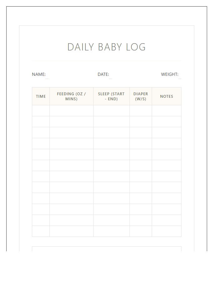 Baby Feeding And Sleep Printable Chart