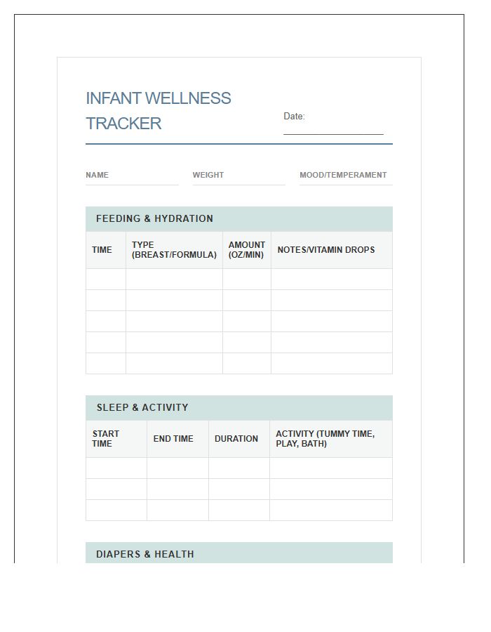Comprehensive Infant Wellness Tracker Printable Chart